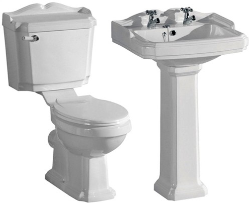 4 Piece Bathroom Suite With Toilet, Seat & 580mm Basin. additional image