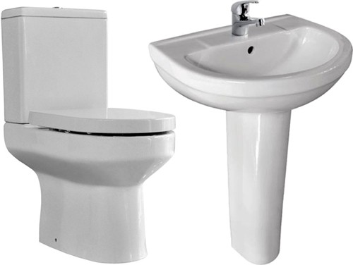 4 Piece Bathroom Suite With Toilet, Seat & 510mm Basin. additional image