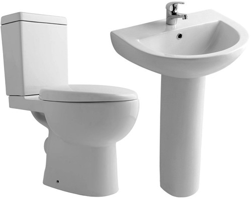 4 Piece Bathroom Suite With Toilet, Seat & 550mm Basin. additional image