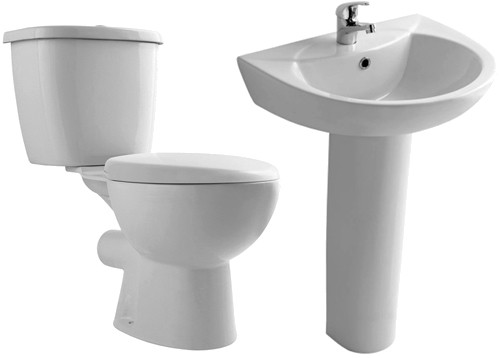 4 Piece Bathroom Suite With Toilet, Seat & 545mm Basin. additional image