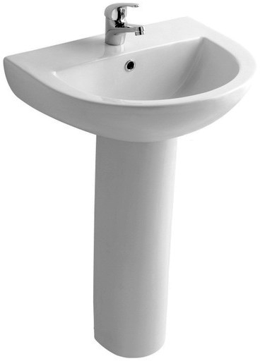 Basin & Pedestal (1 Tap Hole).  Size 550x420mm. additional image