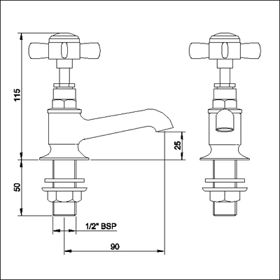 Cloakroom Basin taps (Pair, Chrome) additional image