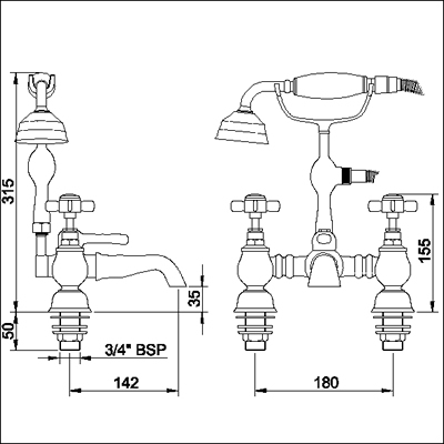 3/4" Bath Shower Mixer (Chrome) additional image