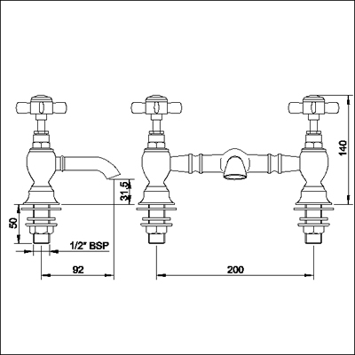 200mm Bridged Basin Mixer (Chrome) additional image