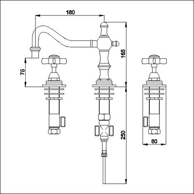 3 Tap Hole Basin Mixer + Pop-up Waste (Chrome) additional image