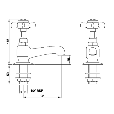 Heavy Pattern Basin taps (Pair, Chrome) additional image