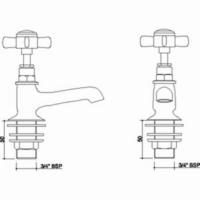 Long Nose Bath taps (Pair, Chrome) additional image