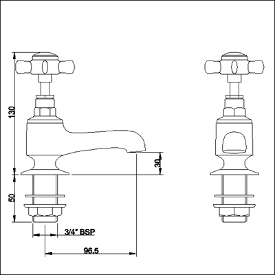 Heavy Pattern Bath taps (Pair, Chrome) additional image