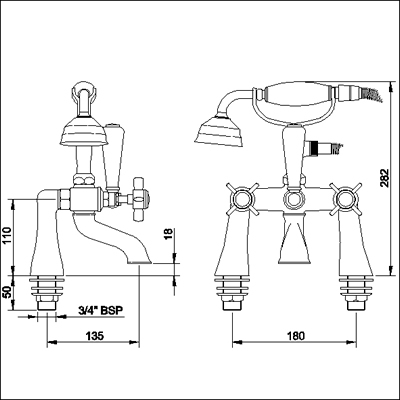 3/4" Bath Shower Mixer (Chrome) additional image