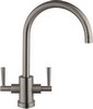 Click for Hydra Ruby Kitchen Tap With Twin Lever Controls (Brushed Steel).