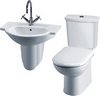 Click for Crown Ceramics Linton 4 Piece Suite, Toilet, Seat, Basin & Semi Pedestal.