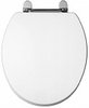 Click for daVinci White gloss modern toilet seat with chrome hinges.