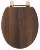 Click for daVinci Wenge contemporary toilet seat with gold hinges.