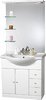 Click for daVinci 850mm Contour Vanity Unit with ceramic basin, mirror and shelves.