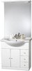 Click for daVinci 850mm Contour Vanity Unit with ceramic basin, mirror and lights.