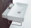 Click for Flame 1 Tap Hole Rectangle Wall Hung Basin With Rail. 690x500mm.