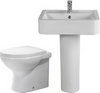 Click for Shires Parisi 3 Piece Bathroom Suite, Back To Wall Toilet Pan, 58cm Basin.
