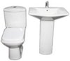Click for Thames Square designer four piece bathroom suite with 1 tap hole basin.